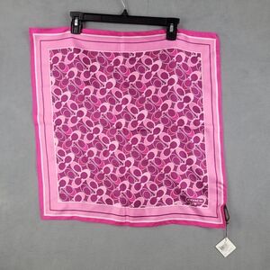 NWT Coach 100% Silk Outline Signature Scarf Berry Pink 21x21 Square Bandana